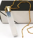 Selenite and Blue Kyanite Necklace