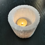 Selenite candle log holder