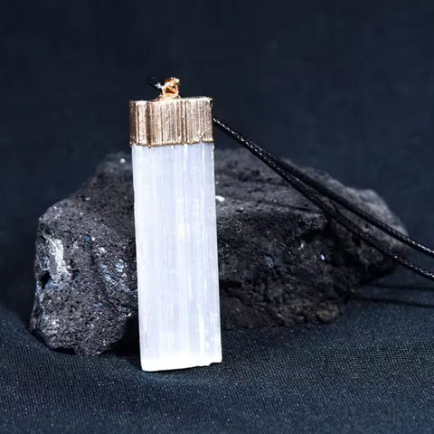 Gold selenite necklace