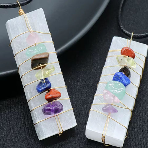 Selenite chakra necklace thin