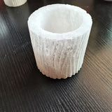 Selenite candle holder log