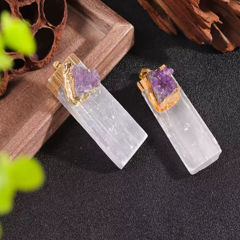 Amethyst and selenite necklace