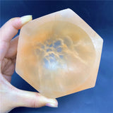 Orange hexagon selenite bowl