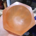 Orange hexagon selenite bowl