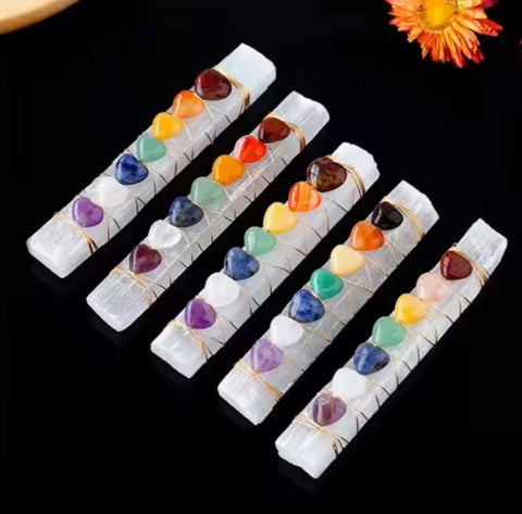 Chakra selenite wand