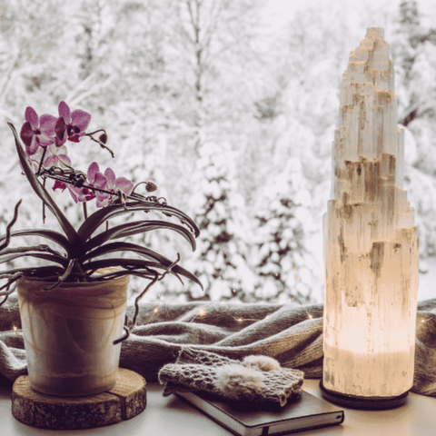 Selenite table lamp