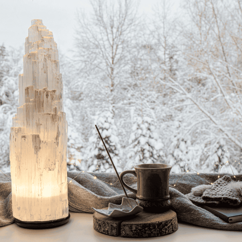 Large selenite lamp 30cm