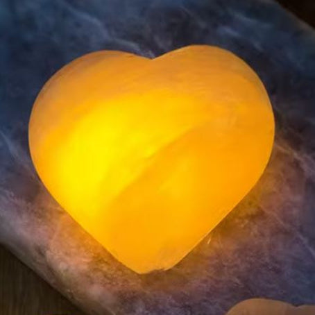 Peach Selenite Heart