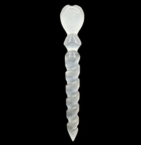 Selenite Heart Wand