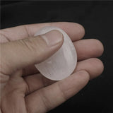 Selenite gem palm stone crystal