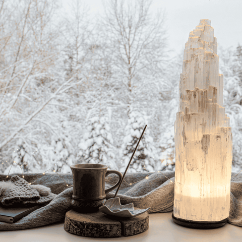 Tall Selenite Lamp