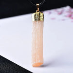 Pink selenite pendant necklace