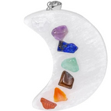 Moon selenite chakra necklace