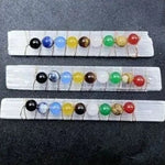 Chakra selenite wand round